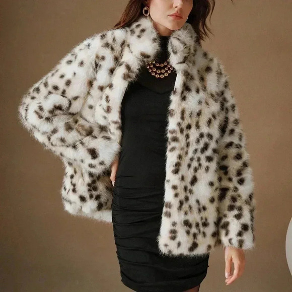 Multicolor Casual Women's Chic Leopard Texture Fluffy Short Jacket - Picture 3 of 6